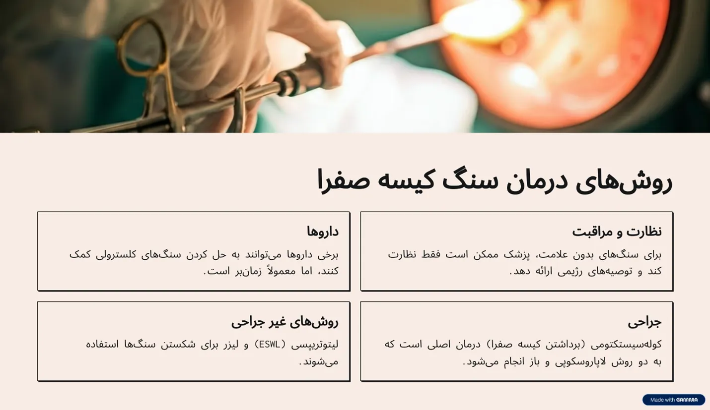 روش‌های درمان سنگ کیسه صفرا